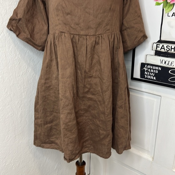 Seafolly Beach Edit Shoreline Linen Cover Up Dress in Brown Size L - Picture 5 of 9